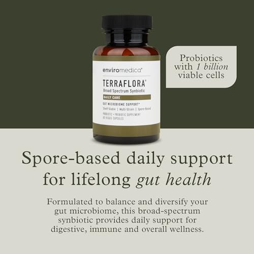 Enviromedica Terraflora Daily Care Probiotic and Prebiotic Synbiotic for Women and Men | Soil Based, Shelf Stable, Aller