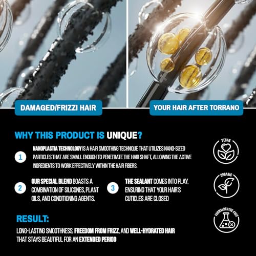 Torrano Liquid Nanoplastia Keratin Hair Treatment Straightening in 1 Step - Formaldehyde Free, Keratina Organica, Para A