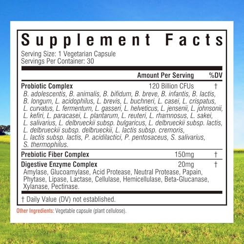 Innate Vitality Probiotics 120 Billion CFUs for Men & Women, Immune & Digestive Health, 34 Strains with Prebiotics & Di